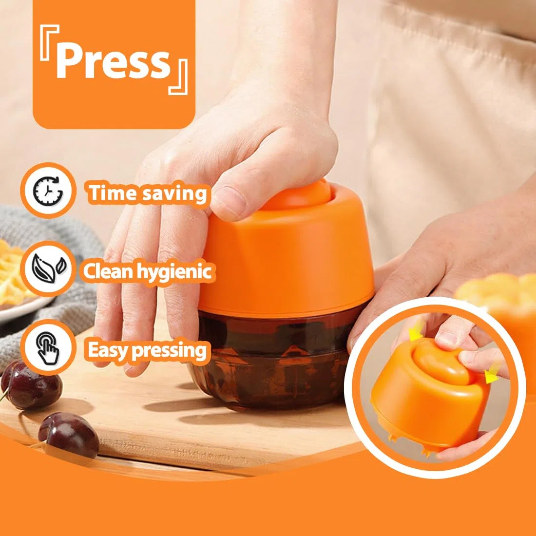 GXGM Deshuesado de Cerezas, Quita Huesos de Cerezas, Fácil Apretar Eliminación Con 7 Deshuesadores Rápida Piedras Frutas Herramienta Core Semillas para Hacer Pastel Cereza (Onaranja)