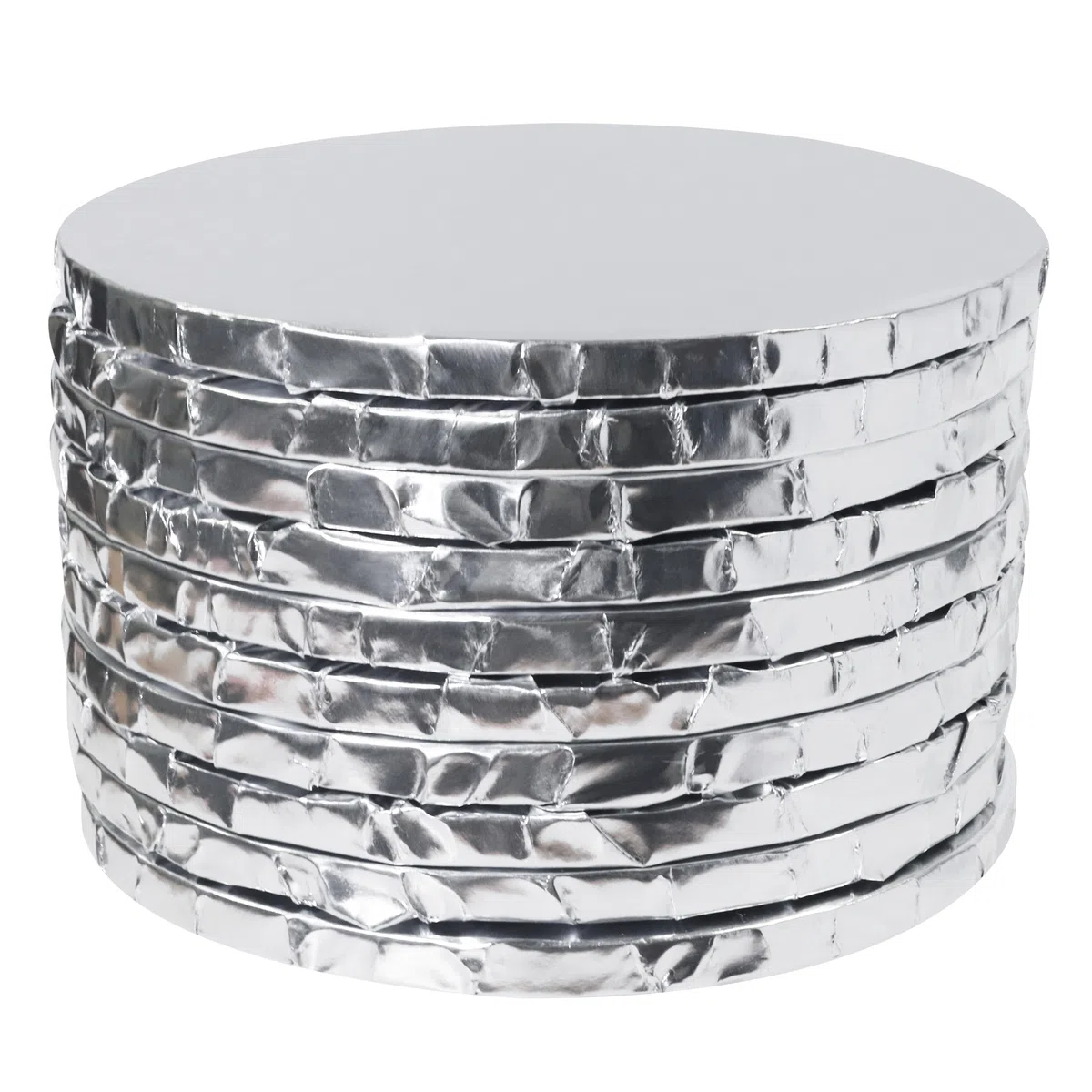PME Set de 10 Cake Boards redondos para Tartas con bordes envueltos, Plata (12" / 30cm)
