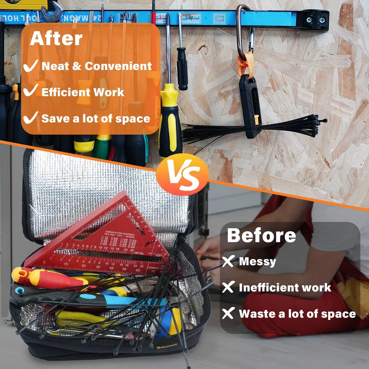 2 Soportes para Corbatas y Bridas - Organizador de Cremalleras Multiusos para Interiores y Exteriores (Negro)