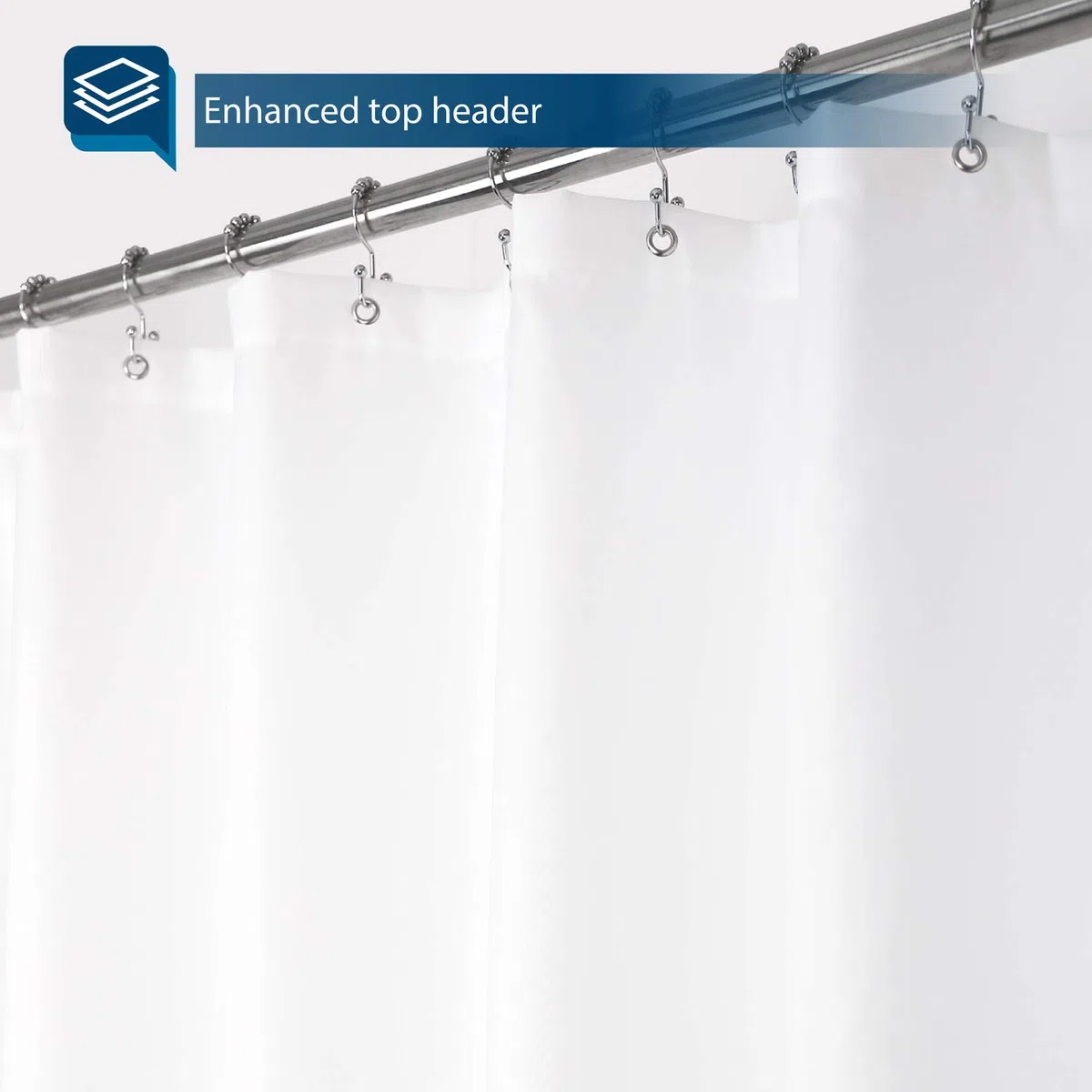 Barossa Design Cortina de Ducha de Tela Impermeable o Forro de Microfibra, paño Suave y Calidad de Hotel, Lavable a máquina, Forro de Cortina de Ducha Blanco para bañera, 72 x 72 Pulgadas