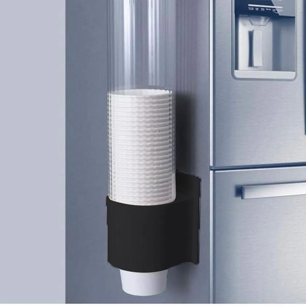 1 soporte desechable para vasos de pared, organizador de papel negro o plástico