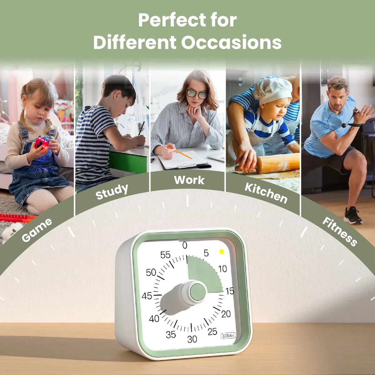 Temporizador Visual con función de Pausa para niños y Adultos, Cuenta Regresiva de 60 Minutos Temporizador de productividad, gestión del Tiempo para Estudios, Clases, Cocina (Blanco)
