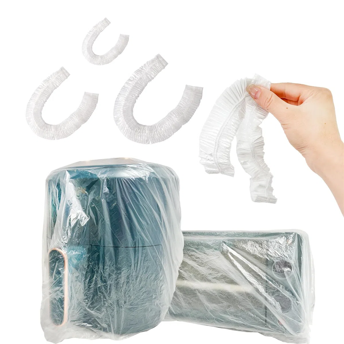 30 fundas antipolvo desechables gruesas transparentes para electrodomésticos de cocina, fundas antipolvo para muebles con elástico para electrodomésticos pequeños (90 x 145 cm, transparente)