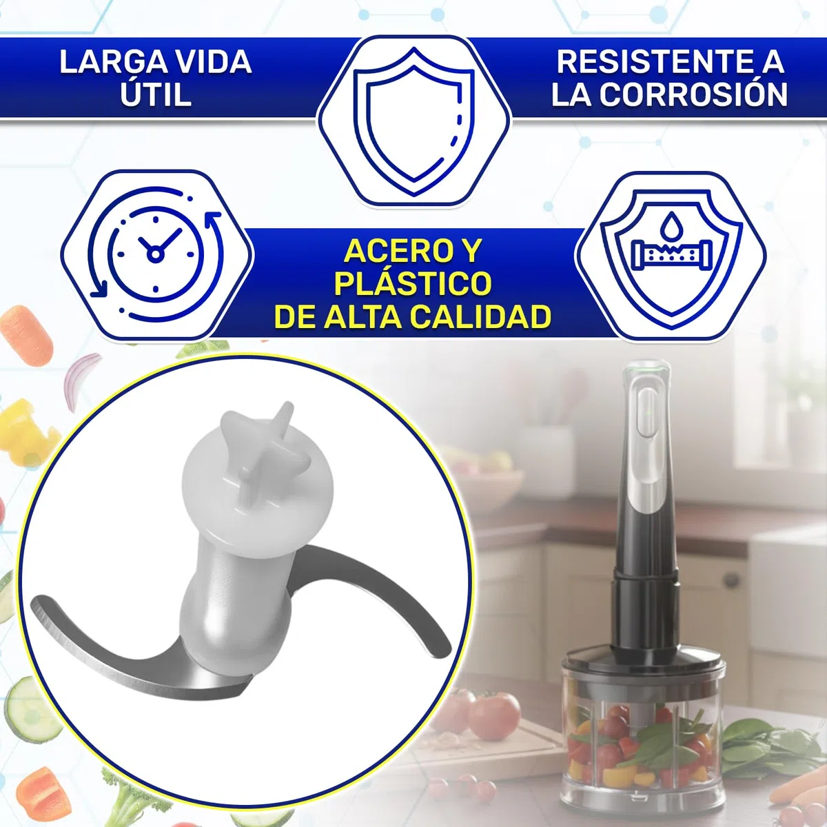 MONTERAL Cuchilla para Batidora con el Código Original 67050141 AS00004185 BR67050141 para Braun Minipimer - Garantía 10 Años