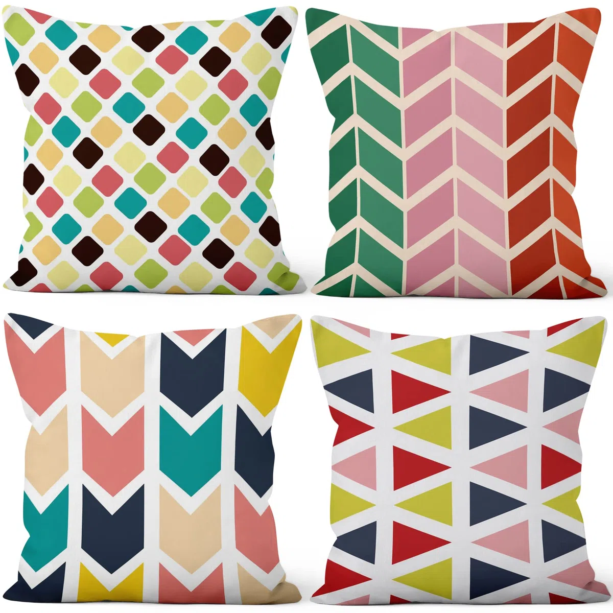 Aoihrraan 40x40cm Juego de 4 Fundas de Cojin Vistoso Flecha Geométrico Patrón Cuadrado Decorativo Corto De Felpa Suave Funda De Almohada Dormitorio Exterior Jardín Canapé Balcón Silla Patio Sofá