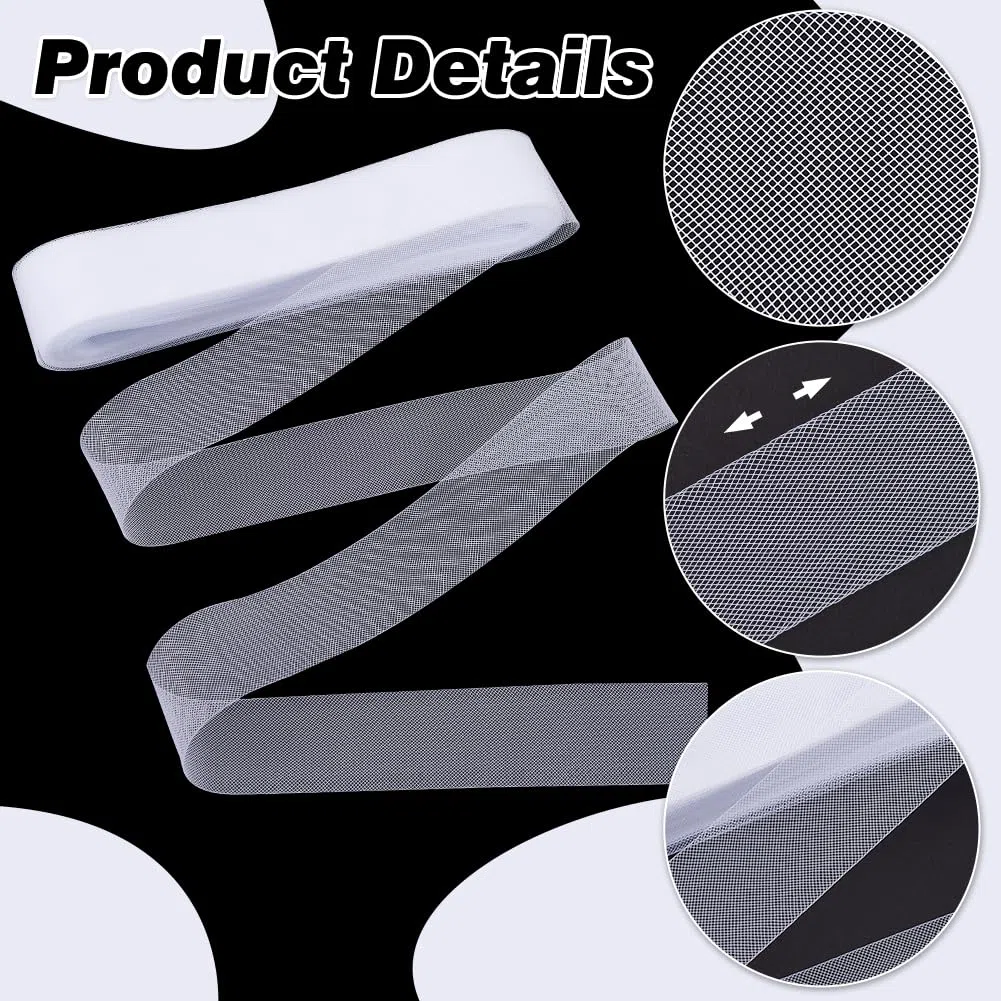 MAYJOYDIY Trenza de crin rígida blanca de 45,7 m, 50 mm, trenza rígida de crin, trenza dura con hilo para varillas de poliéster, costura, bodas, danza y accesorios de vestir