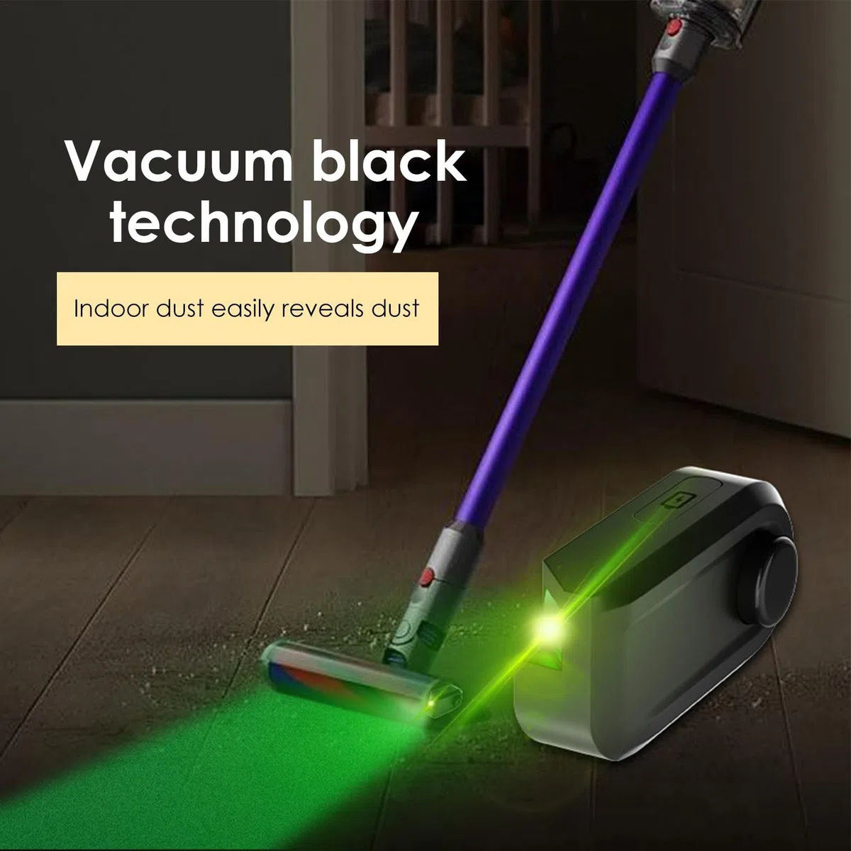 Luz verde para aspiradora, luz de visualización de polvo, lámpara LED de detección de polvo, luz de limpieza de suelo para el hogar, accesorios de aspiradora de detección óptica, iluminador de polvo
