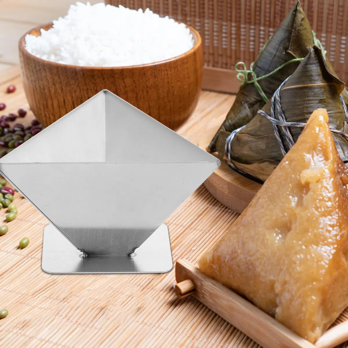 BESPORTBLE Molde de Acero Inoxidable para Hacer Zongzi Buen Agarre y Seguro para Manos, Accesorio de Cocina Adecuado para Preparar Arroz Glutinoso en Casa