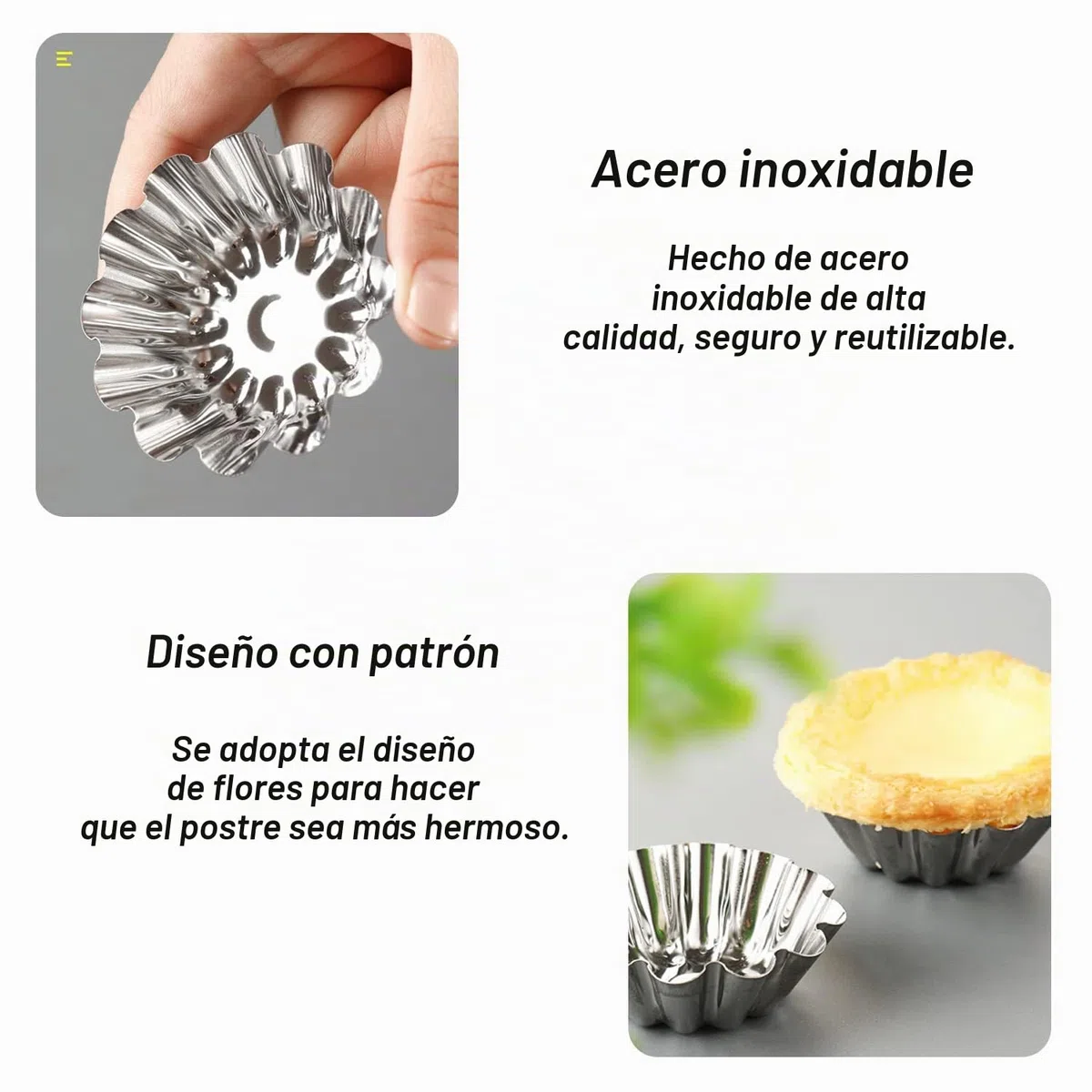 Paquete de 25 moldes reutilizables de acero inoxidable para tartas, plateados, ideales para hornear pasteles, galletas, magdalenas y mucho más