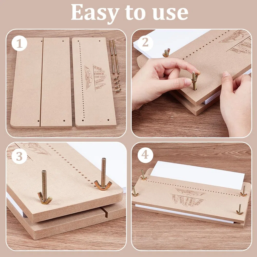 OLYCRAFT Herramientas de prensa de libros de madera, herramientas espaciadoras de encuadernación, herramientas rectangulares de madera para encuadernación, libro de prensa portátil de libros de madera