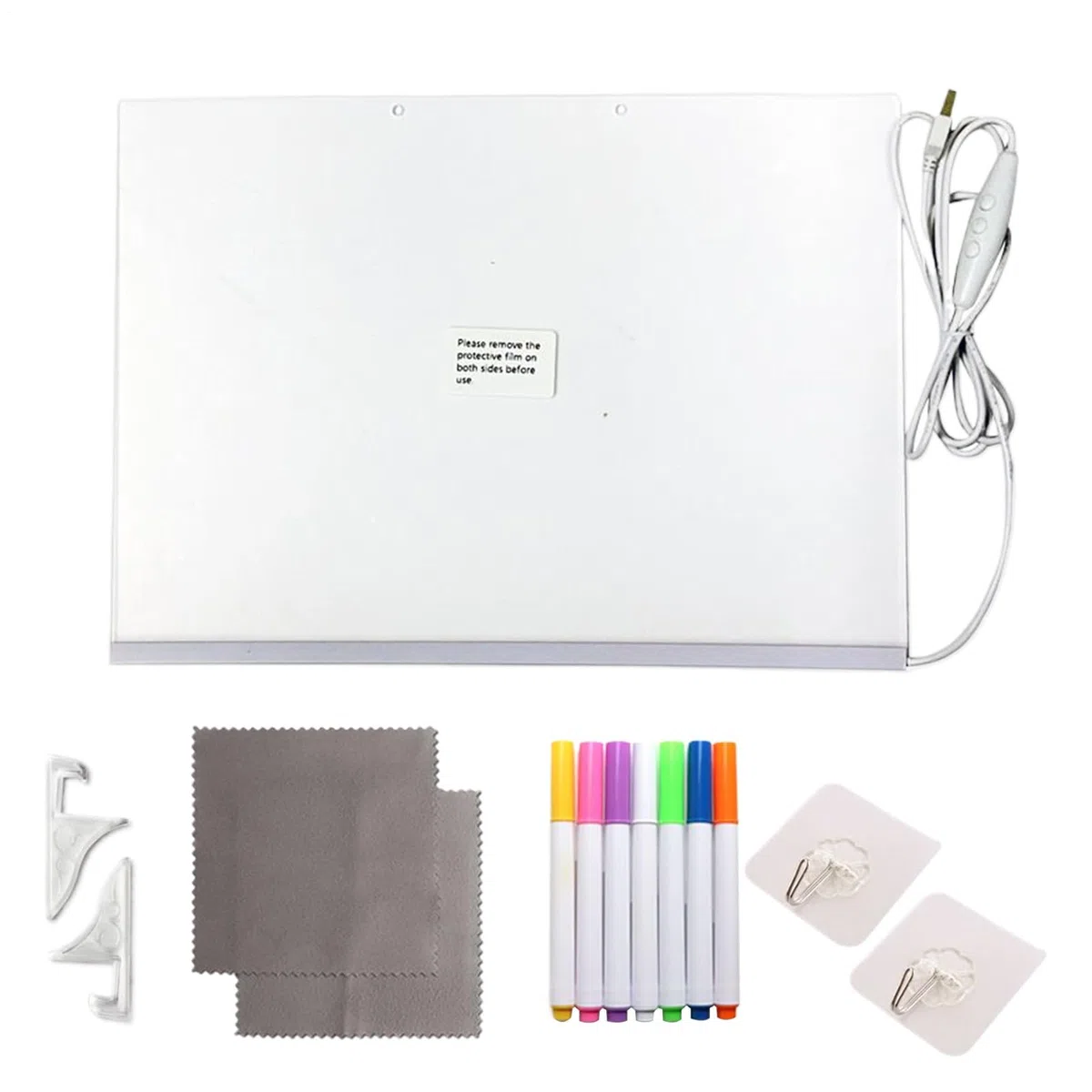 Tablero De Notas LED - Panel De Mensajes Acrílico Con Luz LED,Herramienta De Dibujo Con 7 Bolígrafos De Colores Para Niños Adolescentes Estudiantes Profesores Familia Garabatos