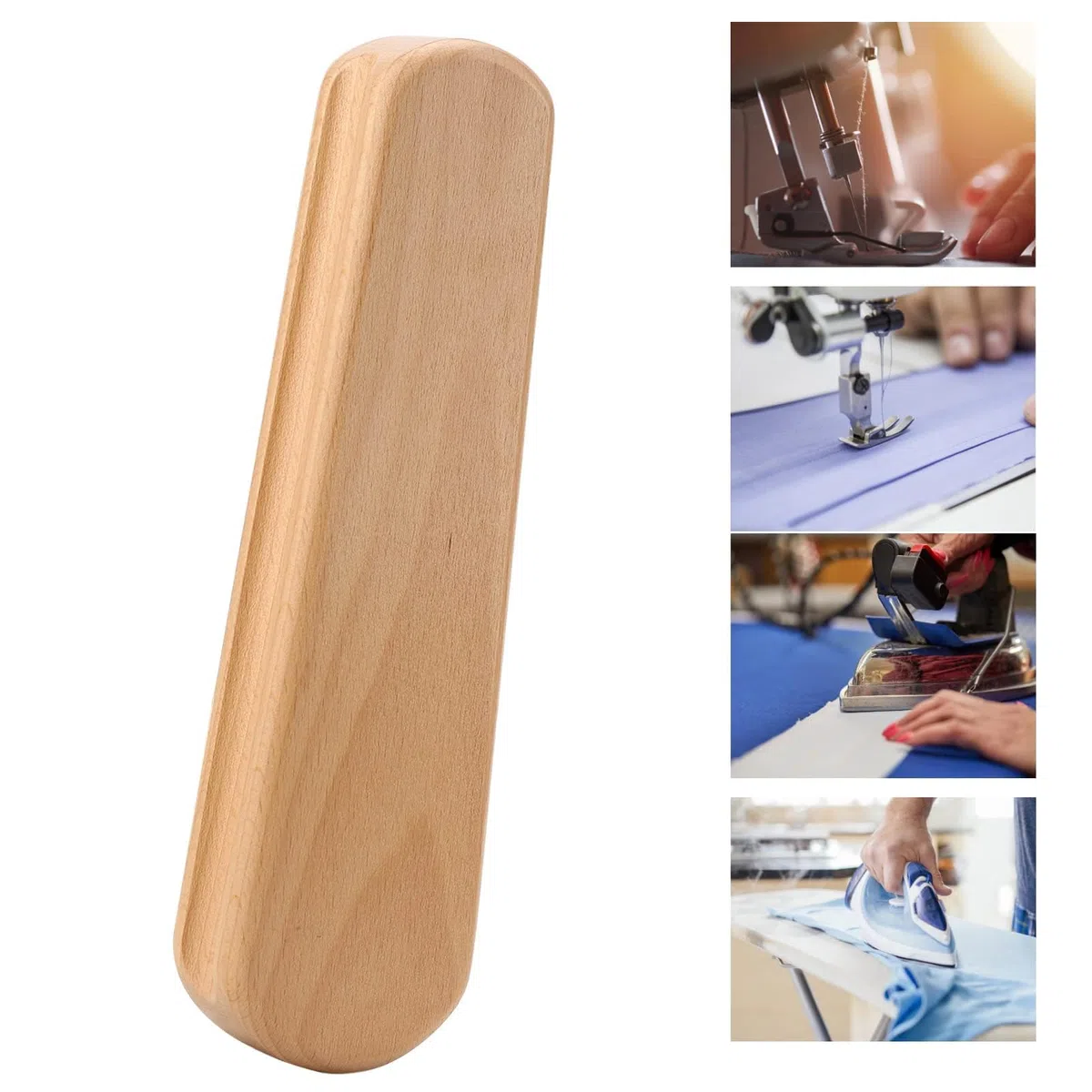 LiebeWH Quilters Clapper Badajo de Sastre Badajo de Madera de Haya Badajo de Colchas Multifunción para Sastres para Ropa Antiarrugas