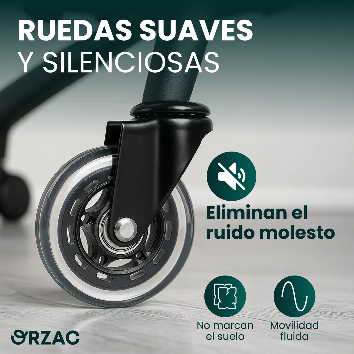 Ruedas Silla Oficina Goma para Gaming y Despacho | Vástago 10/22 mm Giro 360 | Set 5 Unidades con 2 Guantes | Silenciosas Antirayaduras para Parquet Vinilo y Madera Baldosas Recambios 10/22 mm