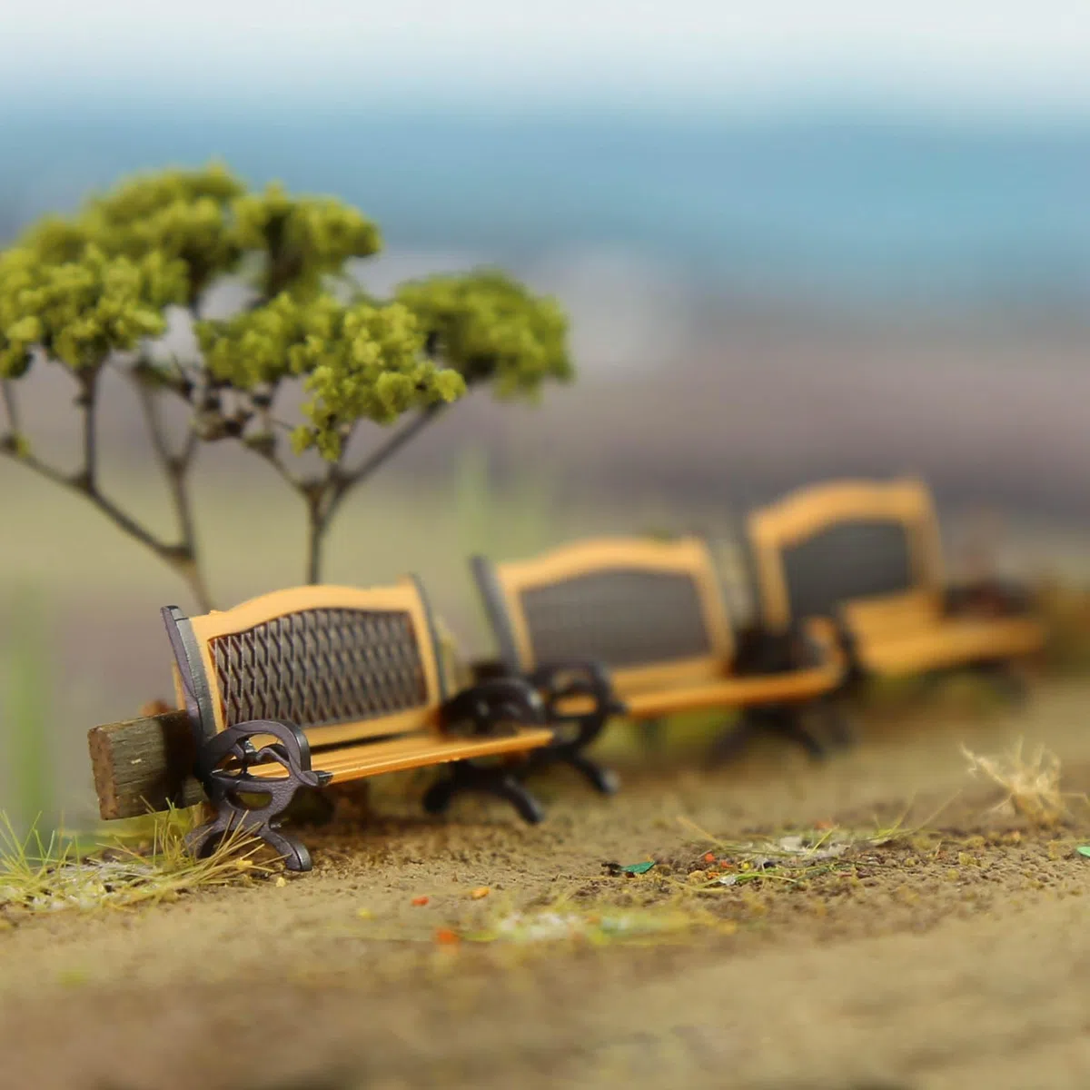 Evemodel 12 sillas de ocio, sofá, banco, modelo de ferrocarril, 1:87 H0 (naranja y negro)