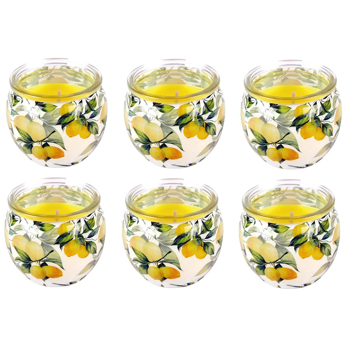 Velas perfumadas de 6 unidades en cristal, larga duración, aroma limón
