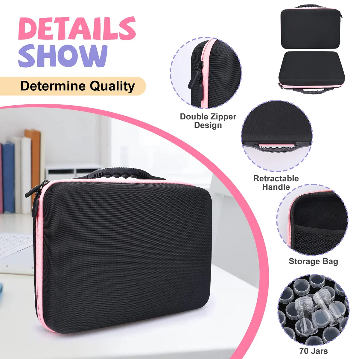 Diamond Painting Kit Completo,Contenedores de almacenamiento de pintura de diamante,70 Ranuras Diamond Painting Accesorios,Portátil,para Diamantes,Joyas