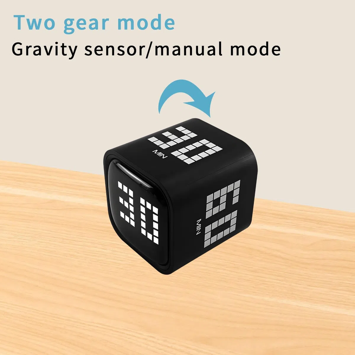 QUMOX Temporizador Digital En Cubo, Reloj De Cuenta Regresiva Recargable Con Sensor De Gravedad Y Modo Manual, 5/10/30/60 Minutos, USB-C, Pantalla LED, Alertas Con Vibración Y Sonido Para Estudio, Coc