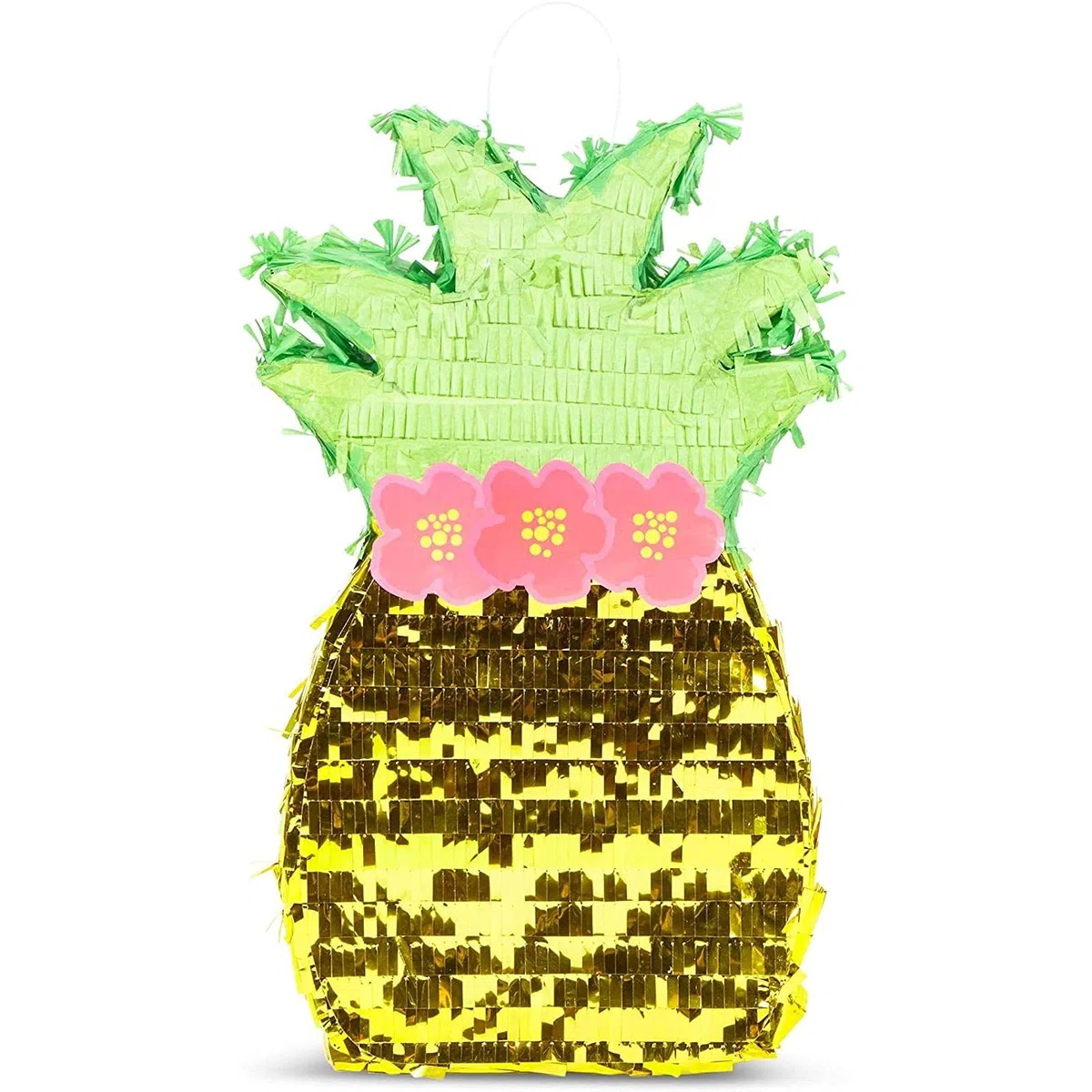 Piñata de piña para decoraciones de fiesta hawaiana Luau, cumpleaños de niños (16.5 x 10 x 3 pulgadas)