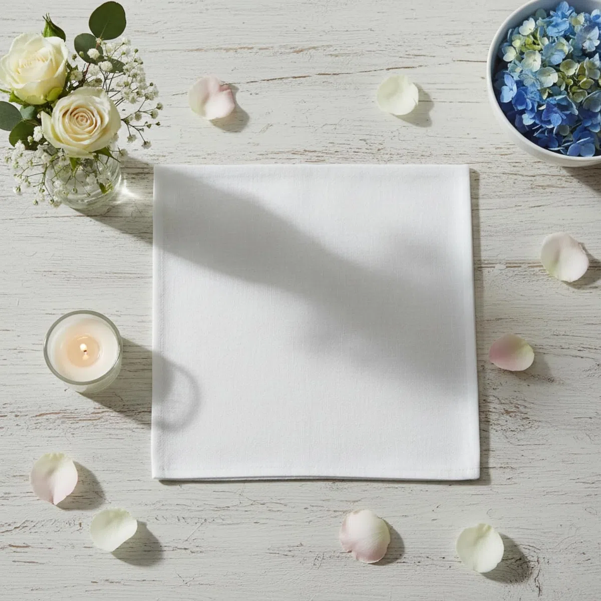 DECASATEXTIL Servilletas de Tela Blancas 45x45 cm (Pack de 6) | Mezcla de Algodón Servilletas de Mesa Reutilizables y Lavables para Hogar y Hostelería