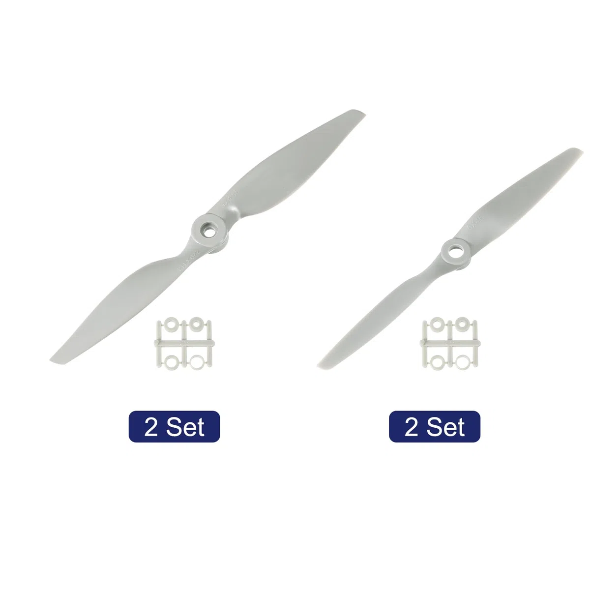 QUARKZMAN 6x4" 9x4.5" Hélice de Avión RC 2 Aspas con Anillos Adaptadores Hojas de Hélice RC para Aviones Eléctricos, 4 Pcs, Gris