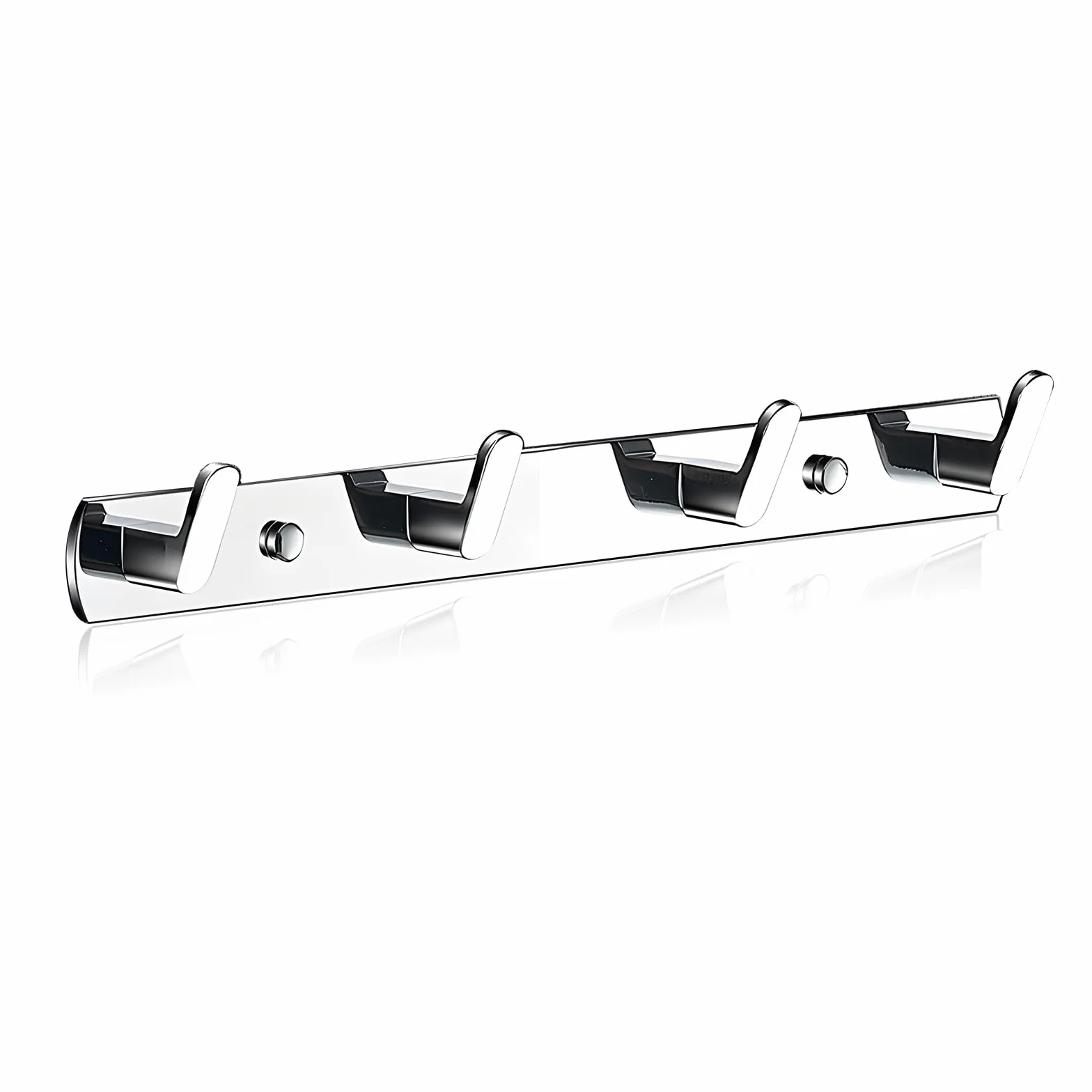 Perchero de Pared Premium | Ganchos Cromados Acero Inoxidable 304 | 4 Tamaños (3-6 Ganchos) | 15kg Capacidad | Montaje con Taladro | Para Recibidor, Baño, Cocina & Oficina