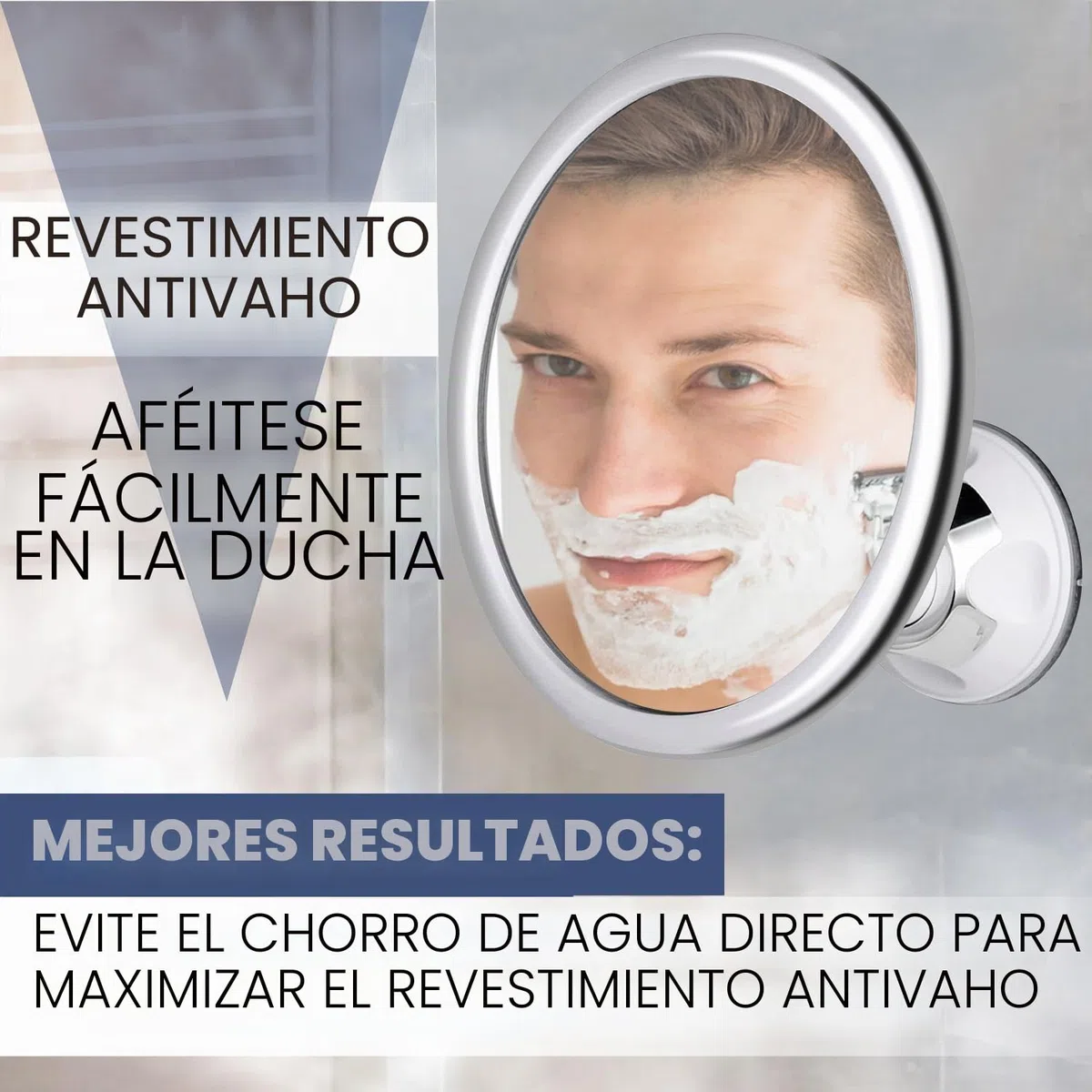 Mirrorvana Espejo de ducha redondo antiniebla para afeitar, espejo irrompible con ventosa giratoria de 360 grados para hombre y mujer, 17 cm (cromo clásico)