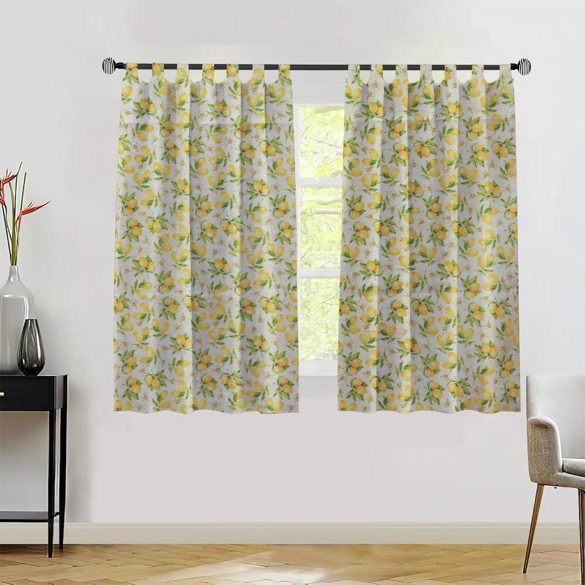 various Cortina Cocina de Estilo Verduras 90 x 145cm,Tela Opaca Máxima Privacidad para Comedor,50% Algodón 50% Poliester 2 Paneles