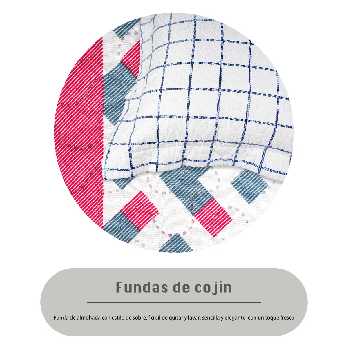 Colcha Bouti 250x260cm Reversible Estampada 100% Microfibra Extra Suave Colcha Cubre Cama Multiusos para Primavera y Verano Incluye 2 Fundas de Cojín, Cama 140/150/160cm - Cuadros Vibrantes
