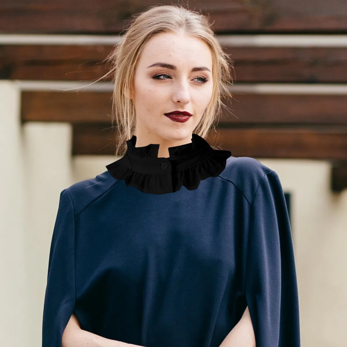SEWACC Cuello y Puños Falsos Plisados de Algodón para Mujer, Conjunto Desmontable Negro Ribete de Encaje Victoriano, Accesorios de Manga para Camisas, Adecuado para Fiestas y Uso Casual