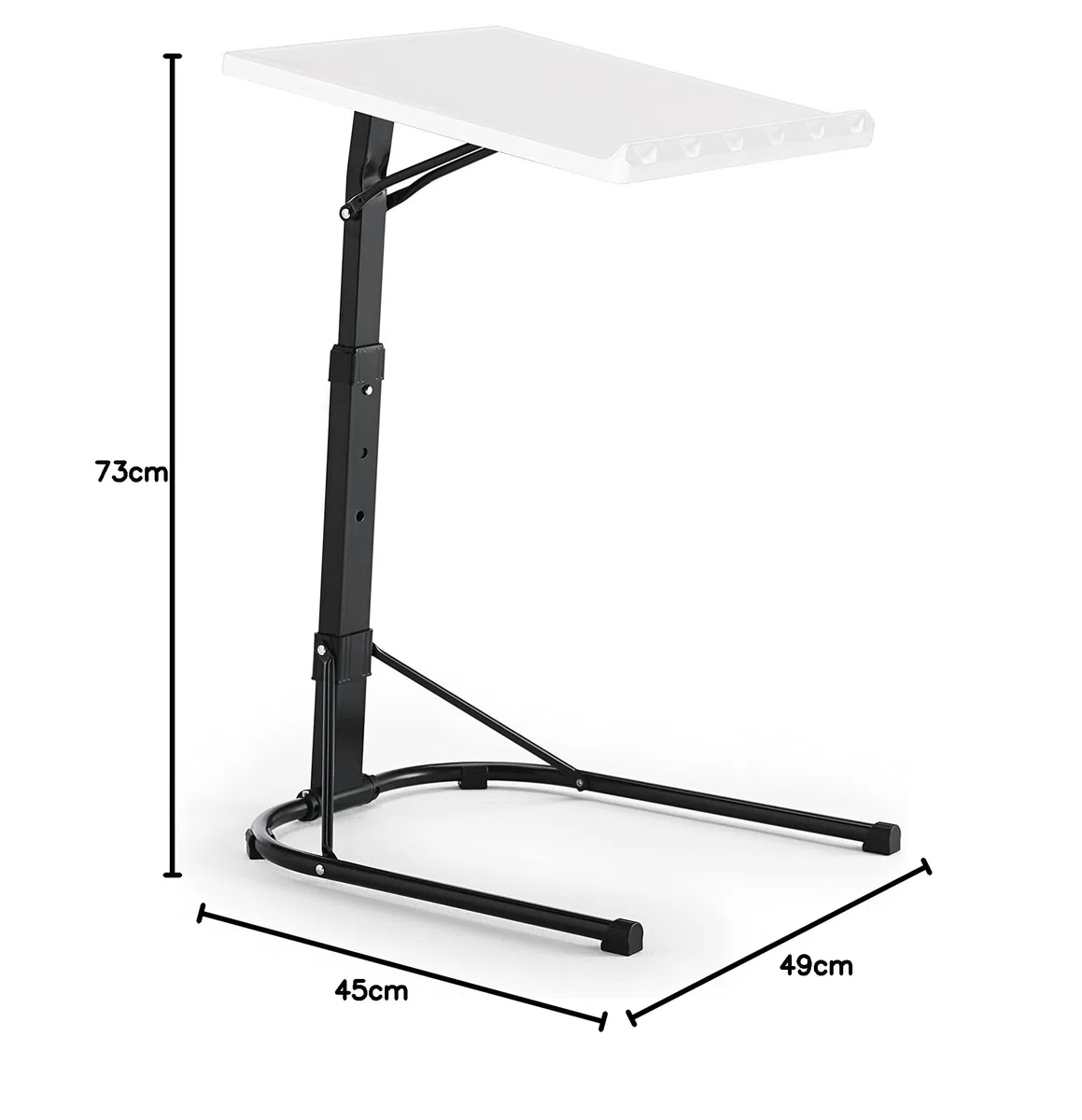 KITHOME - Mesa Plegable Auxiliar con Altura Ajustable, 43x43x63/68/73cm, Blanco