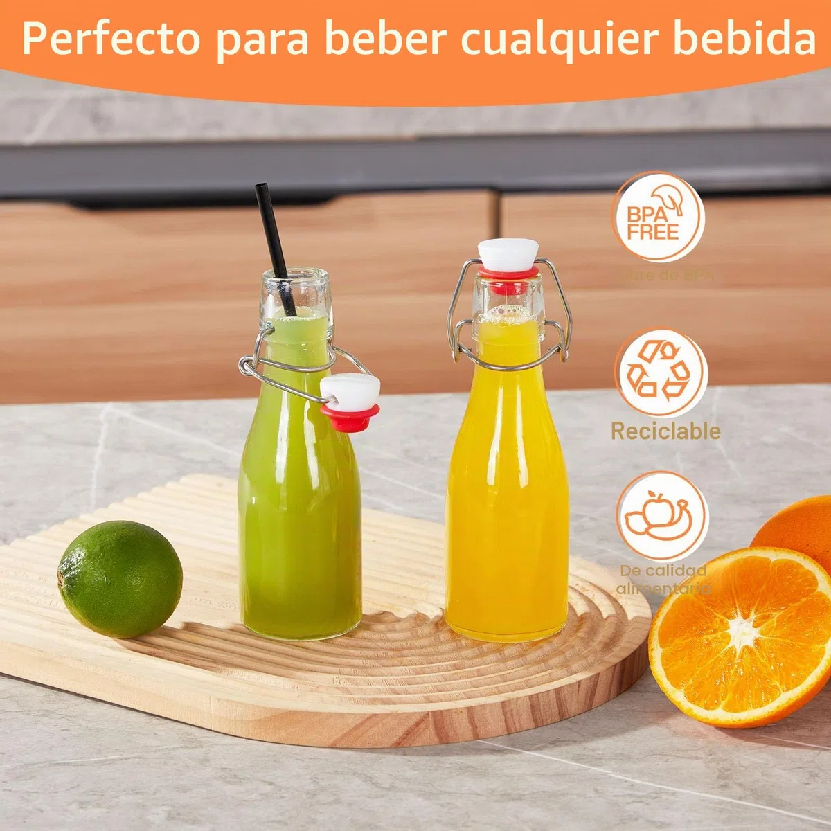 Zanfqvo 10 Botellas Cristal 150ml con Tapón Hermético, Botella Vidrio, Botella de Cristal Transparente Hermética para Bebidas, Cerveza, Aceite, Vinagre, Agua