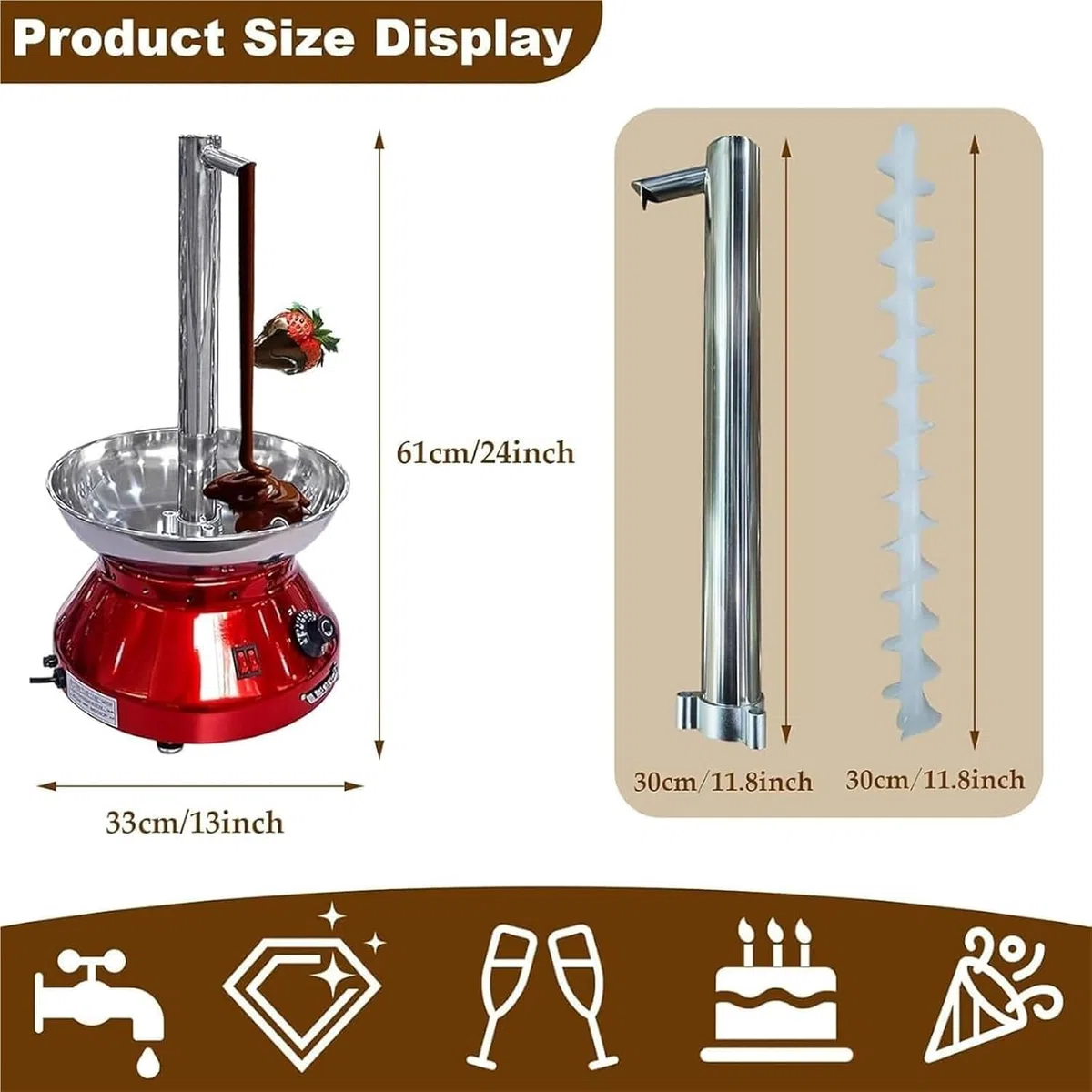 Máquina de fuente de chocolate de 3000 ml de capacidad, modelo de grifo para fiestas y bufés, perfecta para bodas y restaurantes