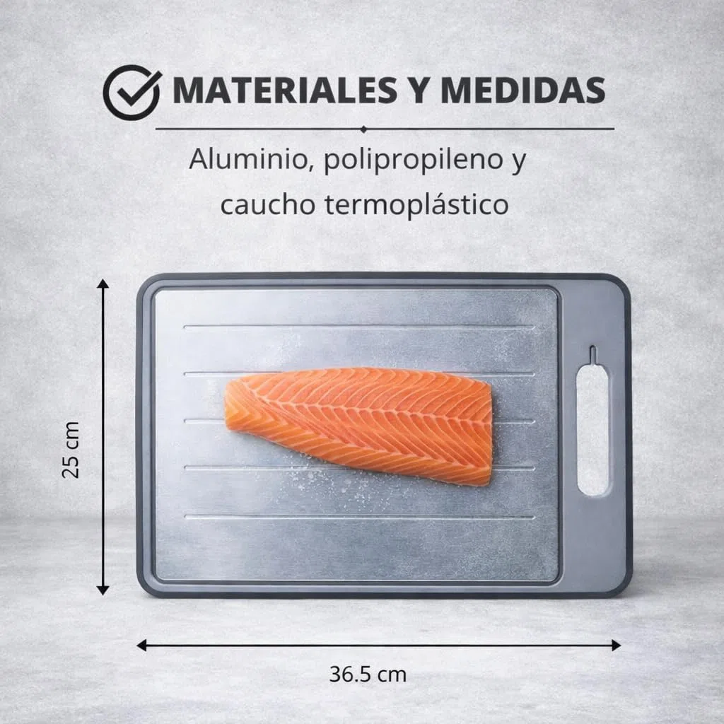 Tabla De Descongelacion Rapida De Alimentos A Temperatura Ambiente – Tabla De Cortar Antibacteriana Para Picar Verduras - Incluye Rayador De Ajo, Afilador y Superficie Amplia De Corte 25 × 36 cm