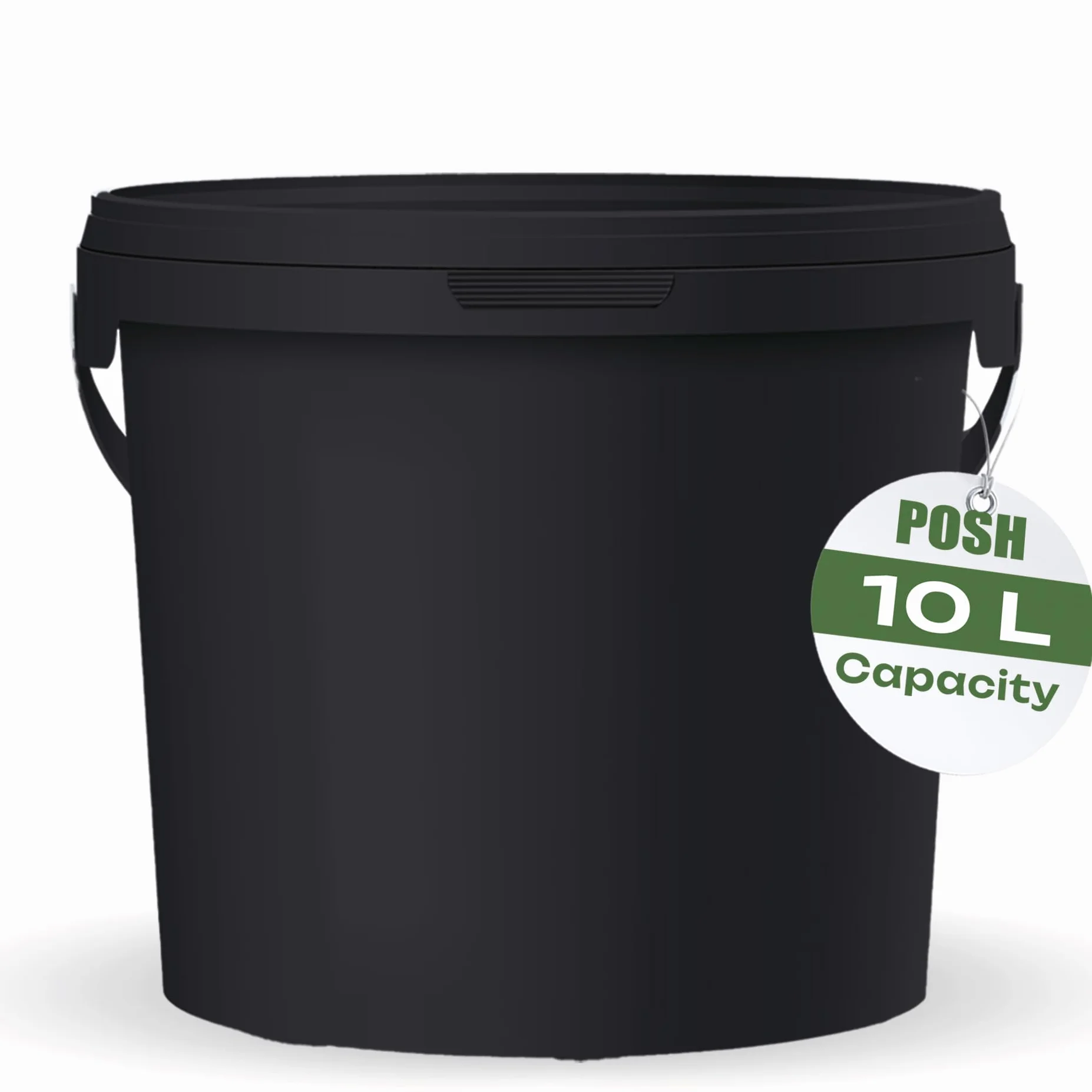 POSH Cubo con tapa, 3 x 10 l, apto para alimentos, color negro, con asa, a prueba de olores, herméticos y a prueba de fugas, de plástico resistente