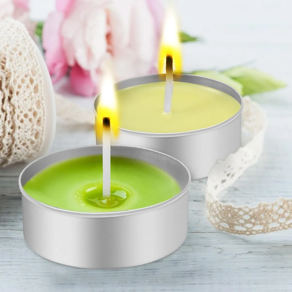 EXCEART 150 Vasos De Aluminio para Velas De Té - Tarros Vacíos, Latas De Metal Con Mechas - Recipientes y Molde para Velas