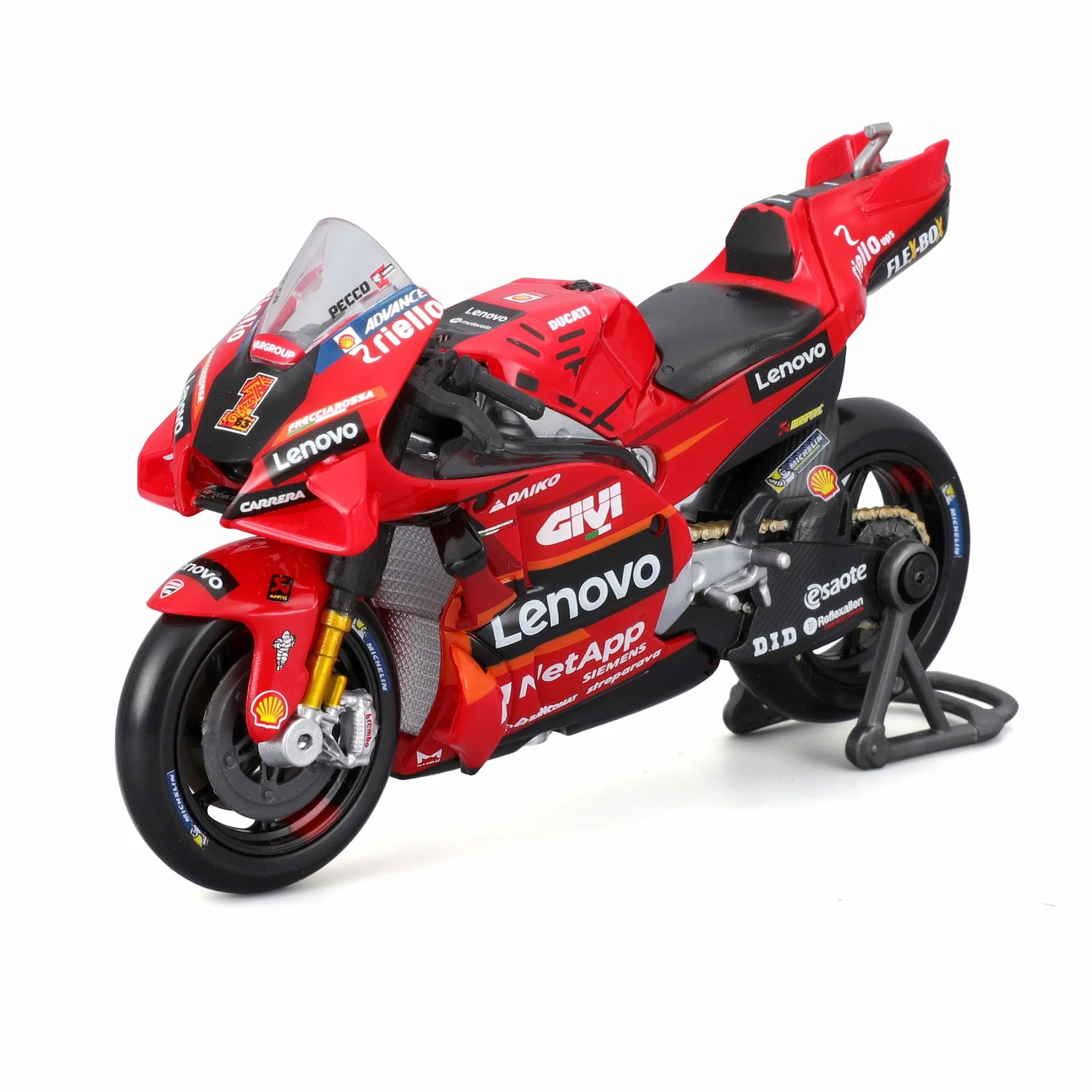 Maisto - Ducati Lenovo Team 2023 Bagnaia #1 - Maqueta Realista de Moto a Escala 1:18, Licencia Oficial Ducati, Edad Recomendada 3+ años