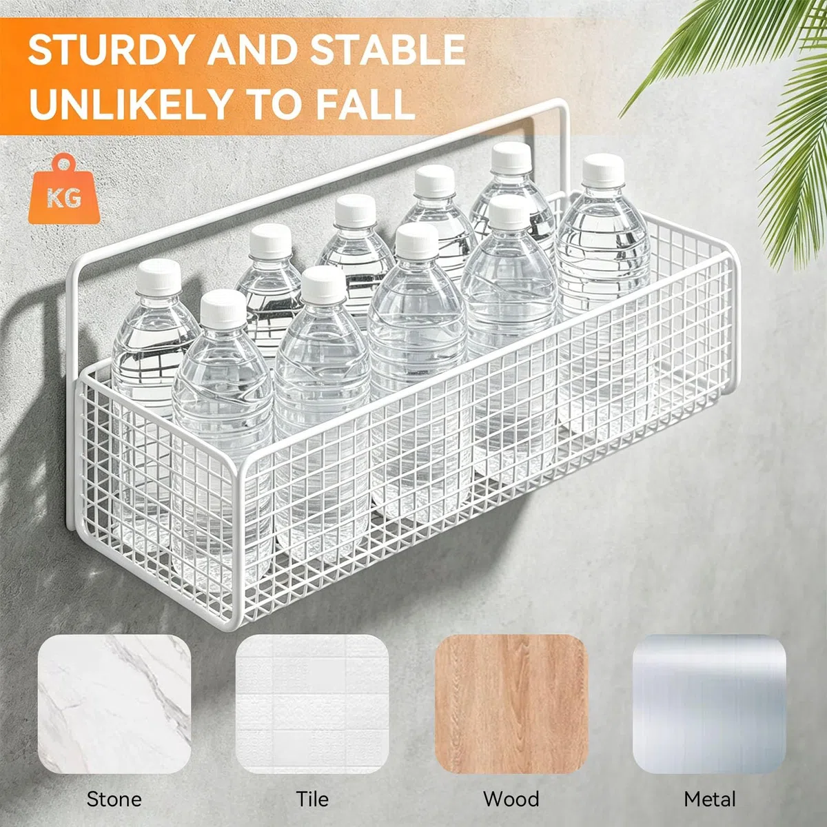 Cestas de almacenamiento colgantes, estante de almacenamiento para colgar en la pared, cesta de basura de alambre de hierro portátil multifuncional para cocina, baño, estante de (White)