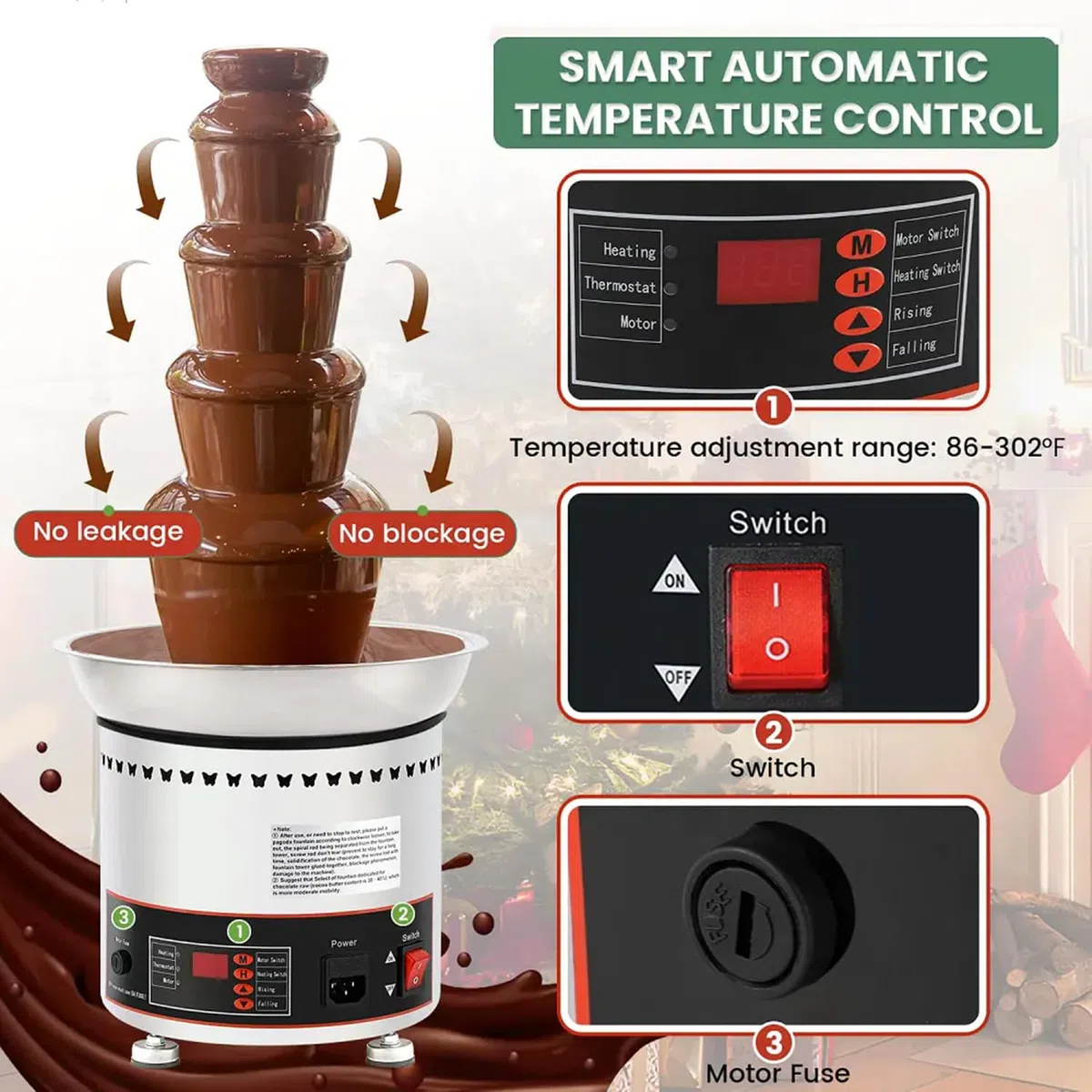 Fuente eléctrica de fusión de chocolate, torre de fondue de acero inoxidable para bodas y fiestas, máquina de fondue caliente comercial de 4 a 7 niveles, perfecta para cumpleaños y eventos