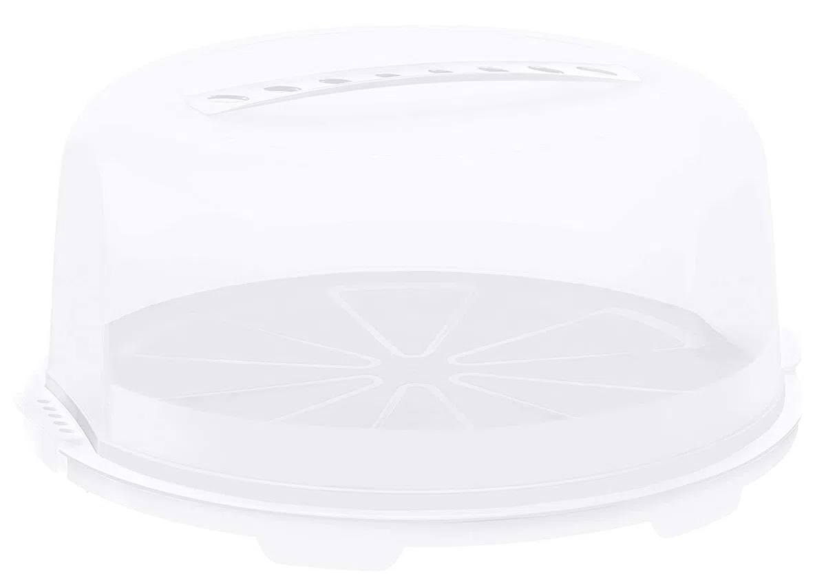 Rotho Fresh, campana de alta torta con capucha y asa de transporte, Plástico PP sin BPA, blanco, transparente, 35.5 x 34.5 x 16.5 cm
