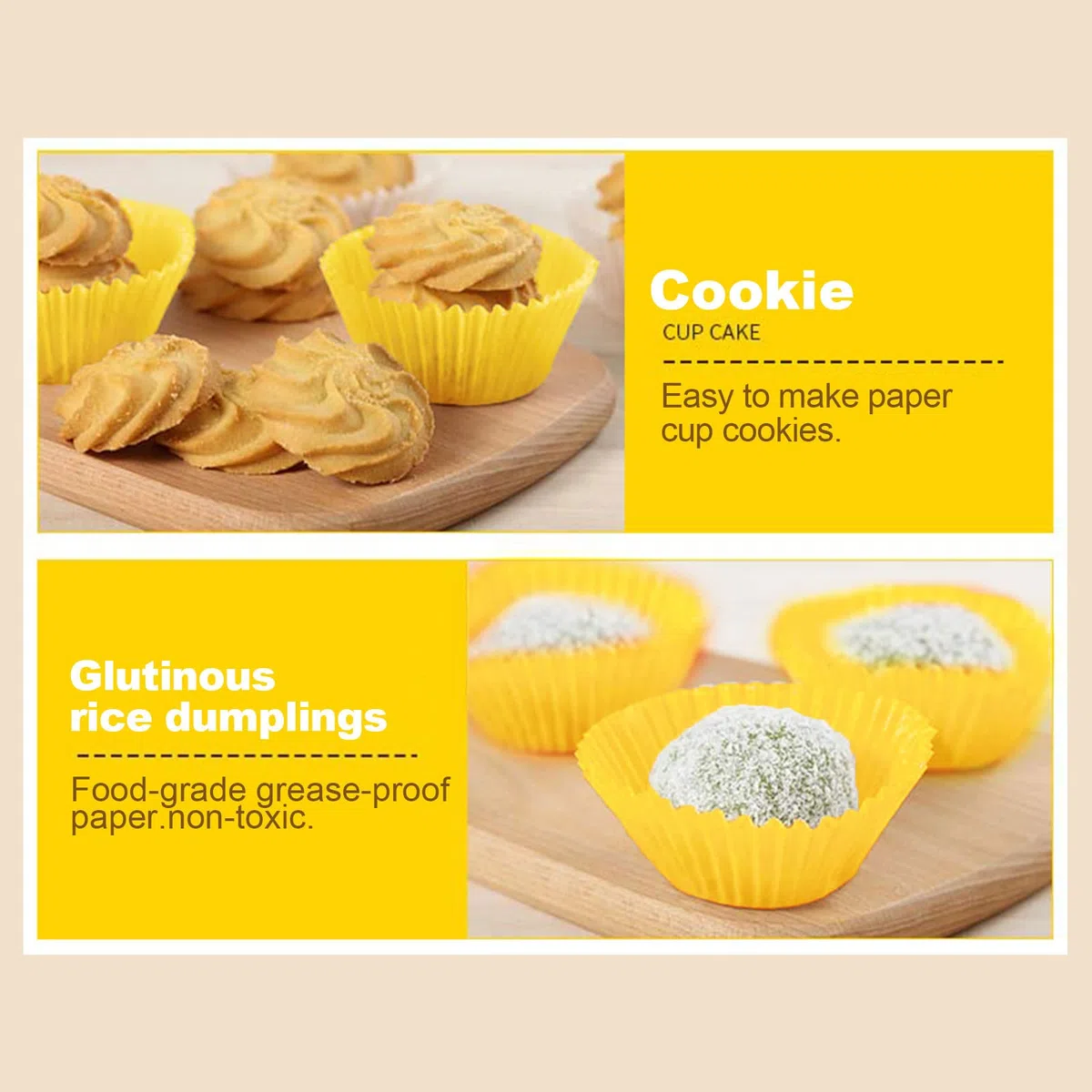 MIVAIUN 1000 Piezas Pequeños Casos de Papel para Magdalenas, Mini Forros Antigrasa para Pastelitos (Amarillo)