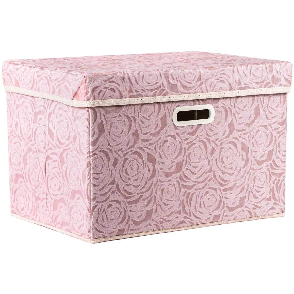 Prandom Cajas almacenaje con tapa grandes,Cubos de almacenamiento decorativas,plegables,cestas organizadoras con asas para,Rosa,43x30x30cm,paquete de 1