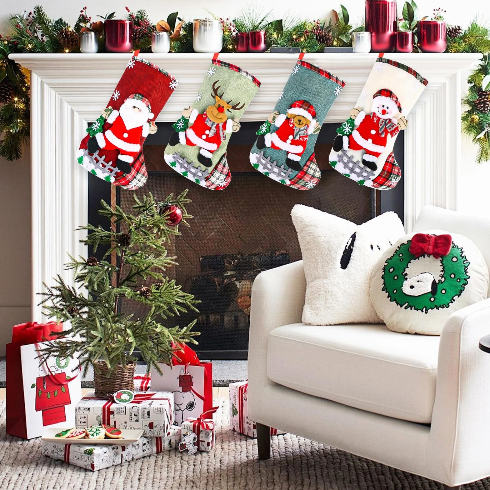 Juego de calcetines de Papá Noel, 2025 Nuevo calcetín de Navidad, botas de Papá Noel para rellenar, calcetines de Navidad para colgar, juego de calcetines de Navidad, calcetines de Papá Noel