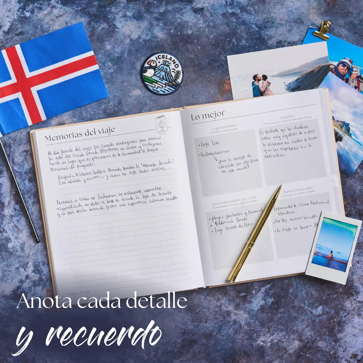 Diario de Viaje & Cuaderno de Aventuras – Scrapbook para Hasta 16 Viajes (Crema)