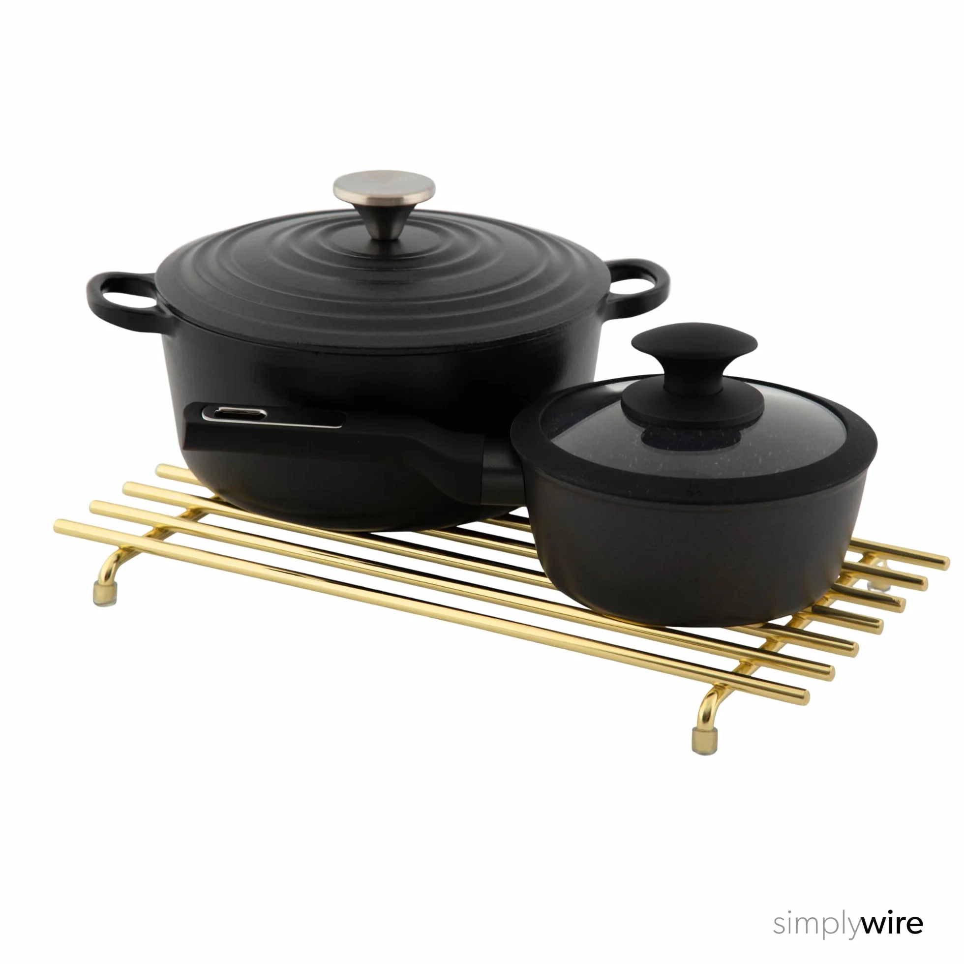 simplywire – Salvamanteles – Resistente al Calor – Protector de Encimera de Cocina – Grande – Acero Recubierto de Color Dorado Claro