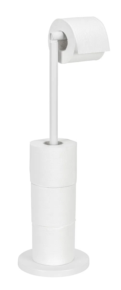 Wenko Portarrollos de pie 2 en 1 Blanco Mate, Acero, 21 x 55 x 17 cm, Blanco