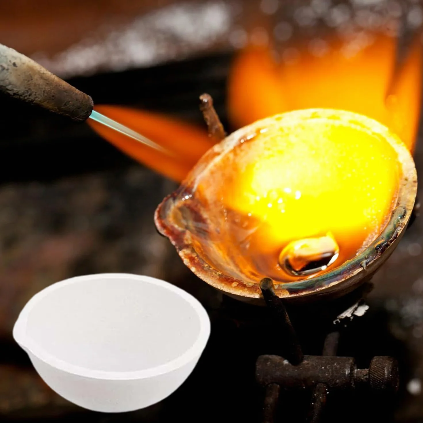 4 Piezas Juego de Horno para Fundir Oro, Resistente y Fácil de Usar, Juego de Horno para Fundir Oro, Amplia Gama de Aplicaciones, Juego para Fundir Oro, para Oro, Plata, Fusión de Aleaciones (negro)