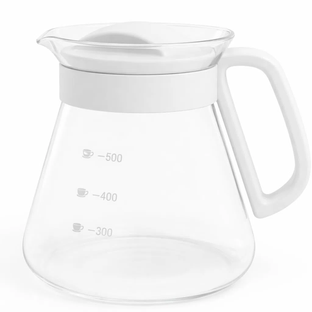 MGE - Jarra de Cristal Pequeña Apta para Microondas - Tetera Térmica - Con Tapa para Leche Melita - Vidrio - para Café, Leche y Té - 600 mL