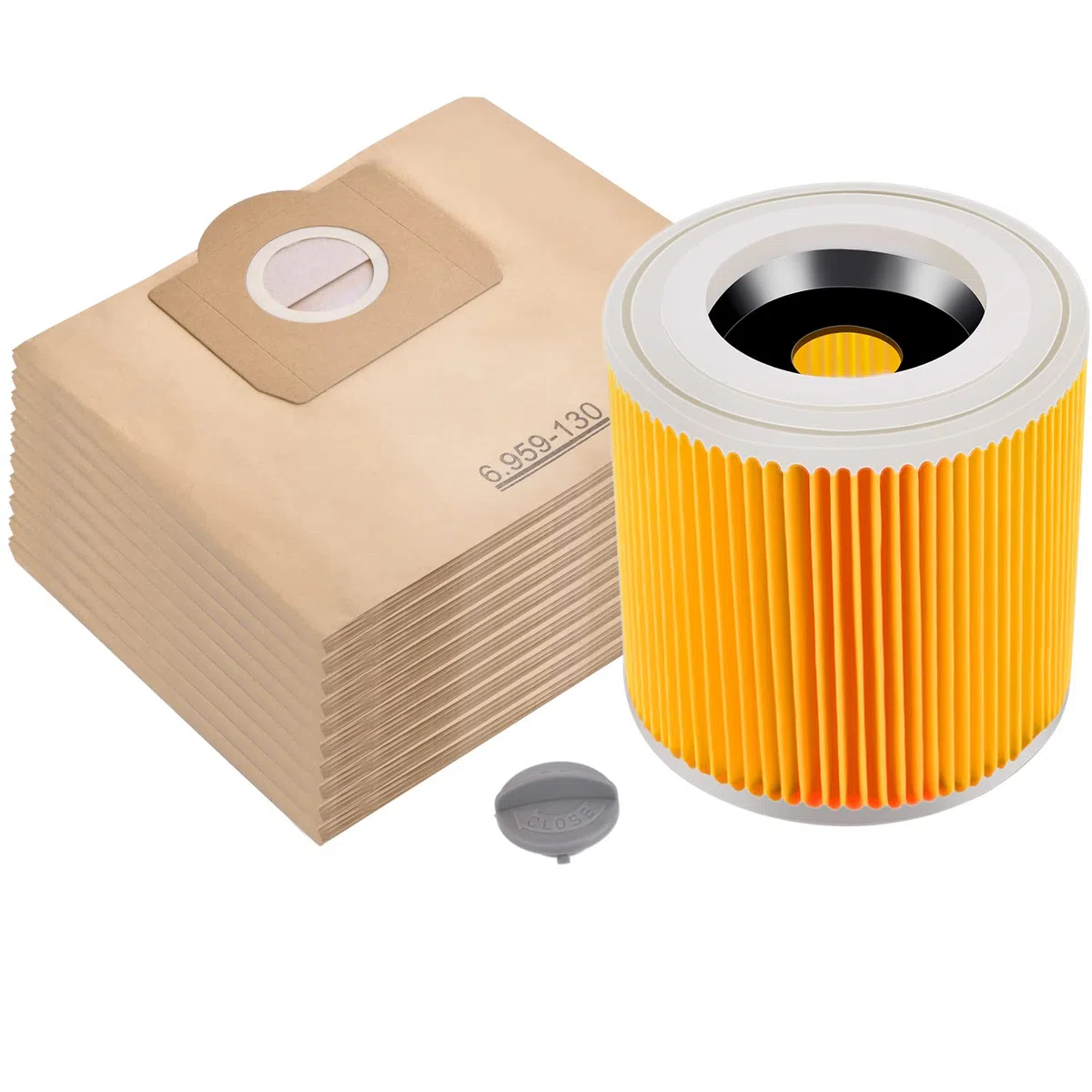 Rebirthcare 10 bolsas + 1 filtro para Kärcher aspiradora WD3 WD3P MV3 MV3P Premium, piezas de repuesto para kärcher 6.959-130.0 bolsas y 6.414-552.0/64145520 filtro