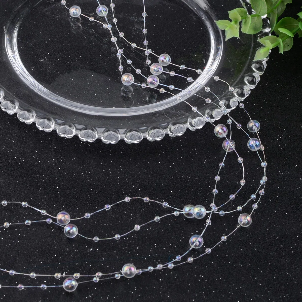 30 metros de cuentas transparentes, cadena de cristal acrílico, gemas, cuentas de línea de pescado, cadena de guirnalda de joyas para manualidades, para fiestas de boda, decoración