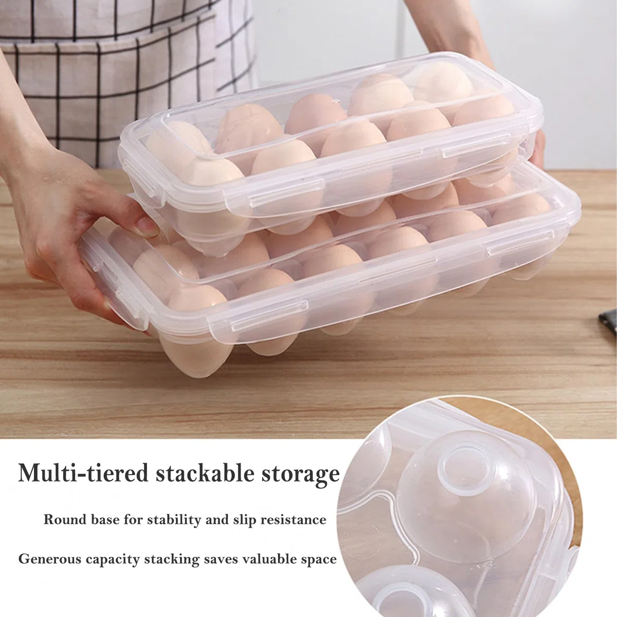 2 Pieza Caja de Huevos con Tapa, Huevos Transparente Portátil, Contenedor de Huevo, Huevera Nevera, para frigorífico, cocina, Picnic(10+18 Celdas)
